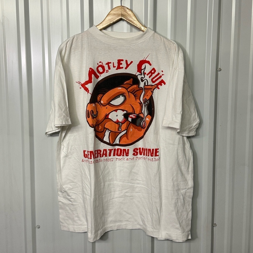 Vintage Mötley Crüe Generation Swine Graphic Tee 90 Rock Band Shirt Men’s Grunge - Picture 9 of 9